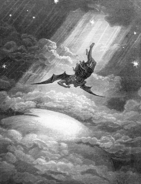 Satan being cast down from heaven, from Milton's Paradise Lost